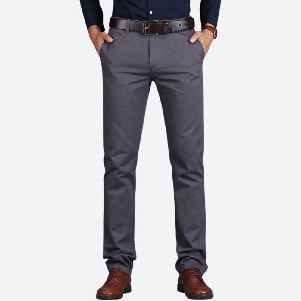 Herre Skræddersyede Straight-leg Chinos Med Flad Front – Stilrene Bukser Med Elegant Pasform Til Hverdagsbrug, Kontor Og Smart Casual Stil