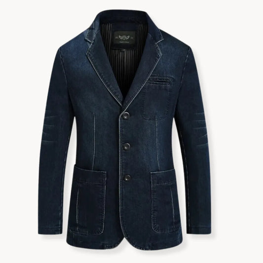 Blazer vaquero para hombre con tres botones y corte sastre – Chaqueta con estilo para el trabajo y un estilo casual elegante
