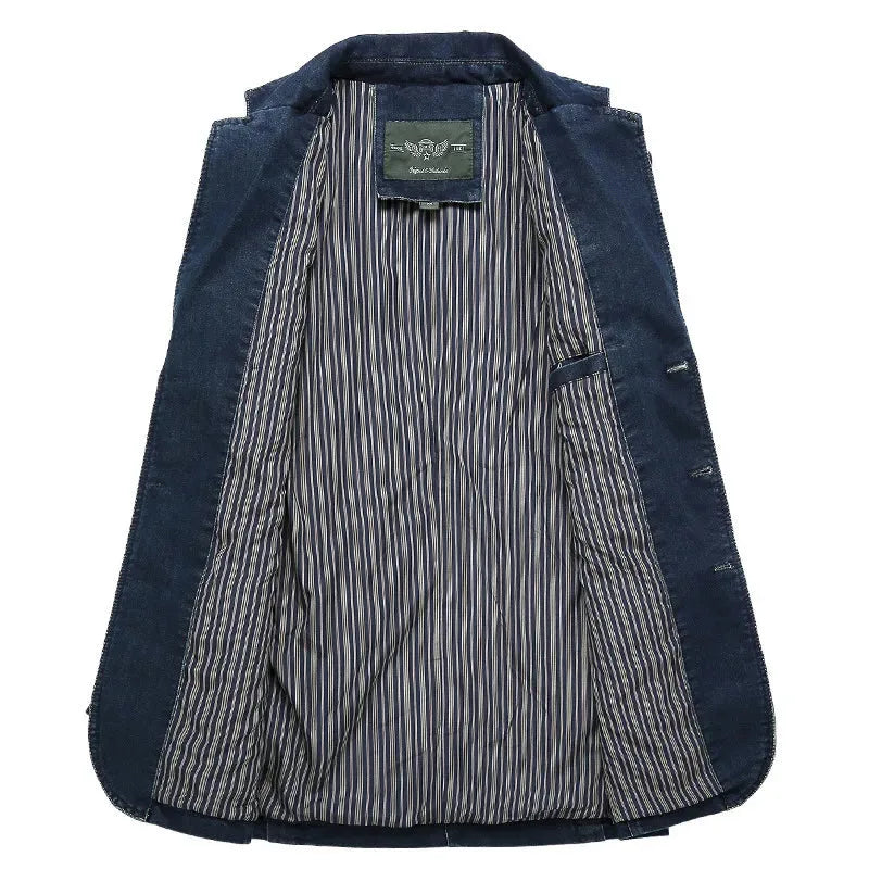 Blazer vaquero para hombre con tres botones y corte sastre – Chaqueta con estilo para el trabajo y un estilo casual elegante
