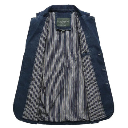 Blazer vaquero para hombre con tres botones y corte sastre – Chaqueta con estilo para el trabajo y un estilo casual elegante