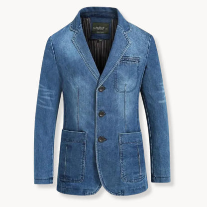 Blazer vaquero para hombre con tres botones y corte sastre – Chaqueta con estilo para el trabajo y un estilo casual elegante
