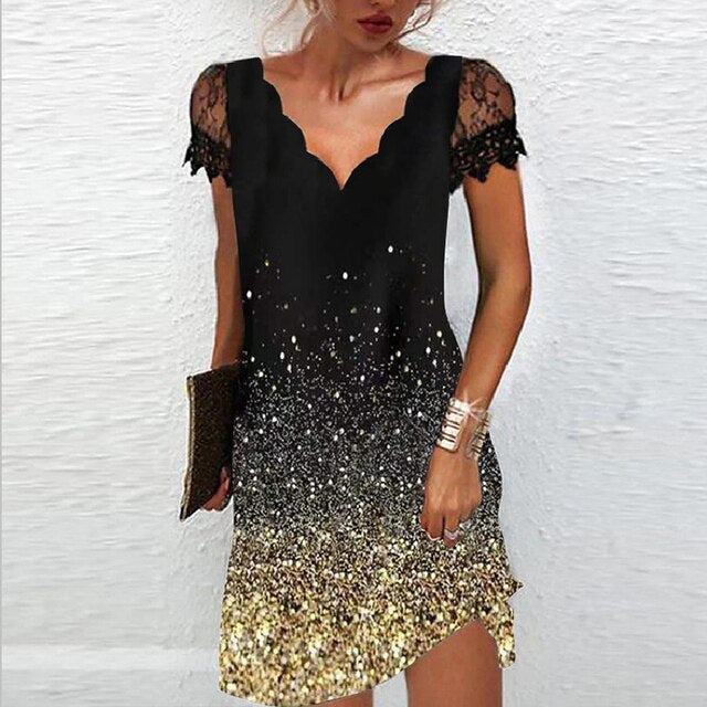 Rochie mini de damă cu mâneci din dantelă – rochie elegantă de vară pentru petreceri, seri și ocazii speciale
