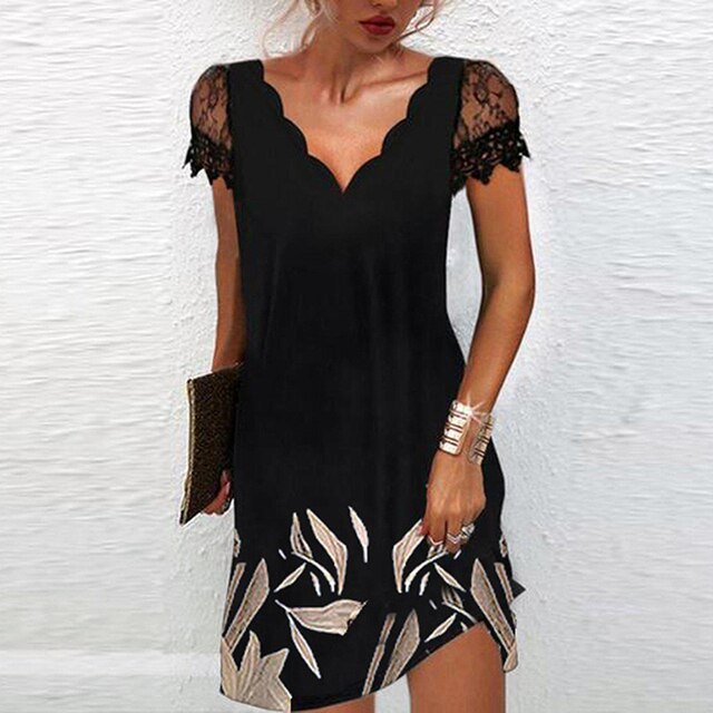 Rochie mini de damă cu mâneci din dantelă – rochie elegantă de vară pentru petreceri, seri și ocazii speciale