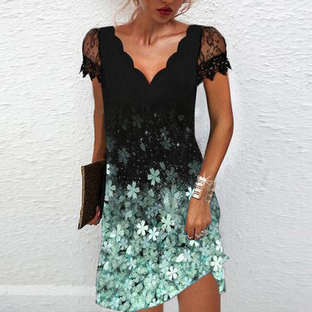 Rochie mini de damă cu mâneci din dantelă – rochie elegantă de vară pentru petreceri, seri și ocazii speciale