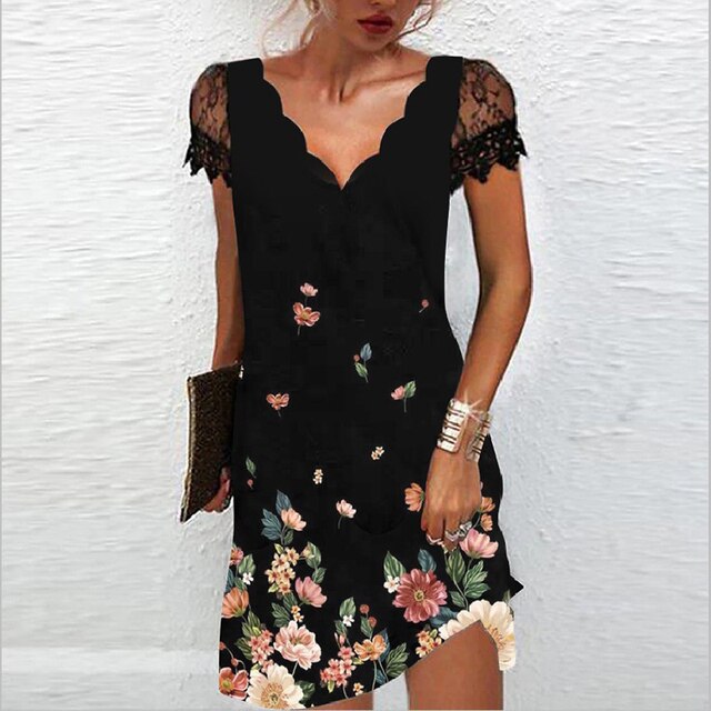 Rochie mini de damă cu mâneci din dantelă – rochie elegantă de vară pentru petreceri, seri și ocazii speciale