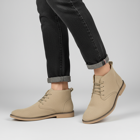 Men's Nubuck Chukka Boots with Slim Sole Profile