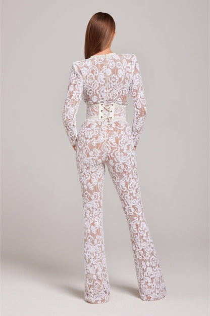 Dame Blonde Jumpsuit Med Pailletdetaljer Og Lange Ærmer