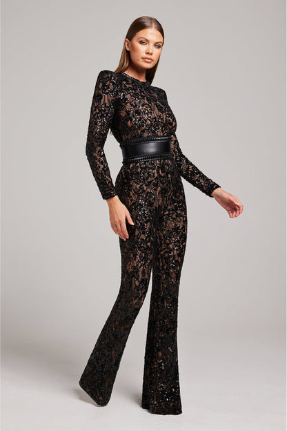 Dame Blonde Jumpsuit Med Pailletdetaljer Og Lange Ærmer