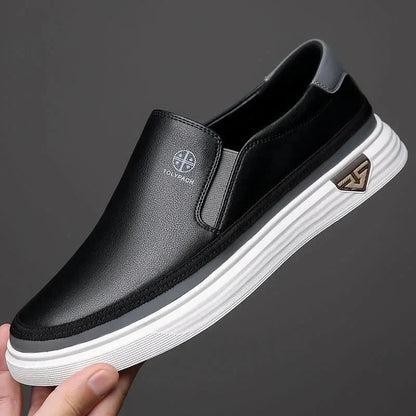Men's Leather Slip-On Sneakers with a Lightweight Design – Stylish Everyday Shoes for Leisure, Walking, and Smart-Casual Outfits