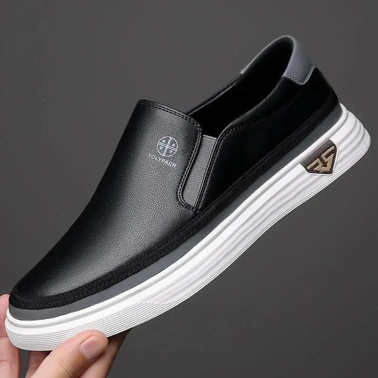 Męskie skórzane sneakersy wsuwane o lekkiej konstrukcji – stylowe buty na co dzień, na czas wolny, spacery i do stylizacji smart casual