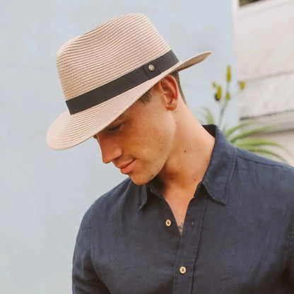 Men's Classic Fedora Sun Hat with Adjustable Fit – Stylish Summer Hat for Sunny Days, Vacation, the Beach, and Outdoor Use