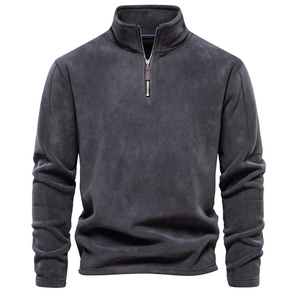 Herre Sweatshirt Med Kvart Lynlås – Varmt Lag Med Ståkrave Til Vinterens Fritid