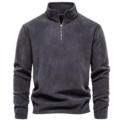 Herre Sweatshirt Med Kvart Lynlås – Varmt Lag Med Ståkrave Til Vinterens Fritid