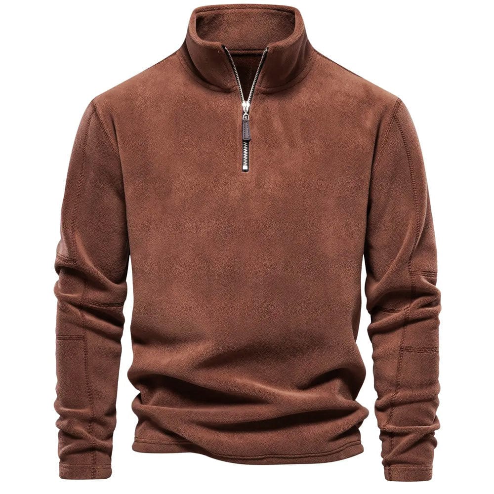 Herre Sweatshirt Med Kvart Lynlås – Varmt Lag Med Ståkrave Til Vinterens Fritid