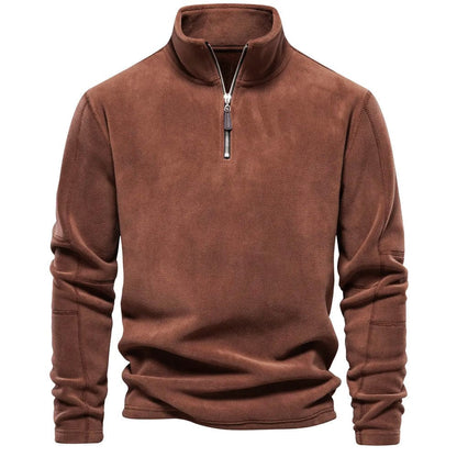 Herre Sweatshirt Med Kvart Lynlås – Varmt Lag Med Ståkrave Til Vinterens Fritid