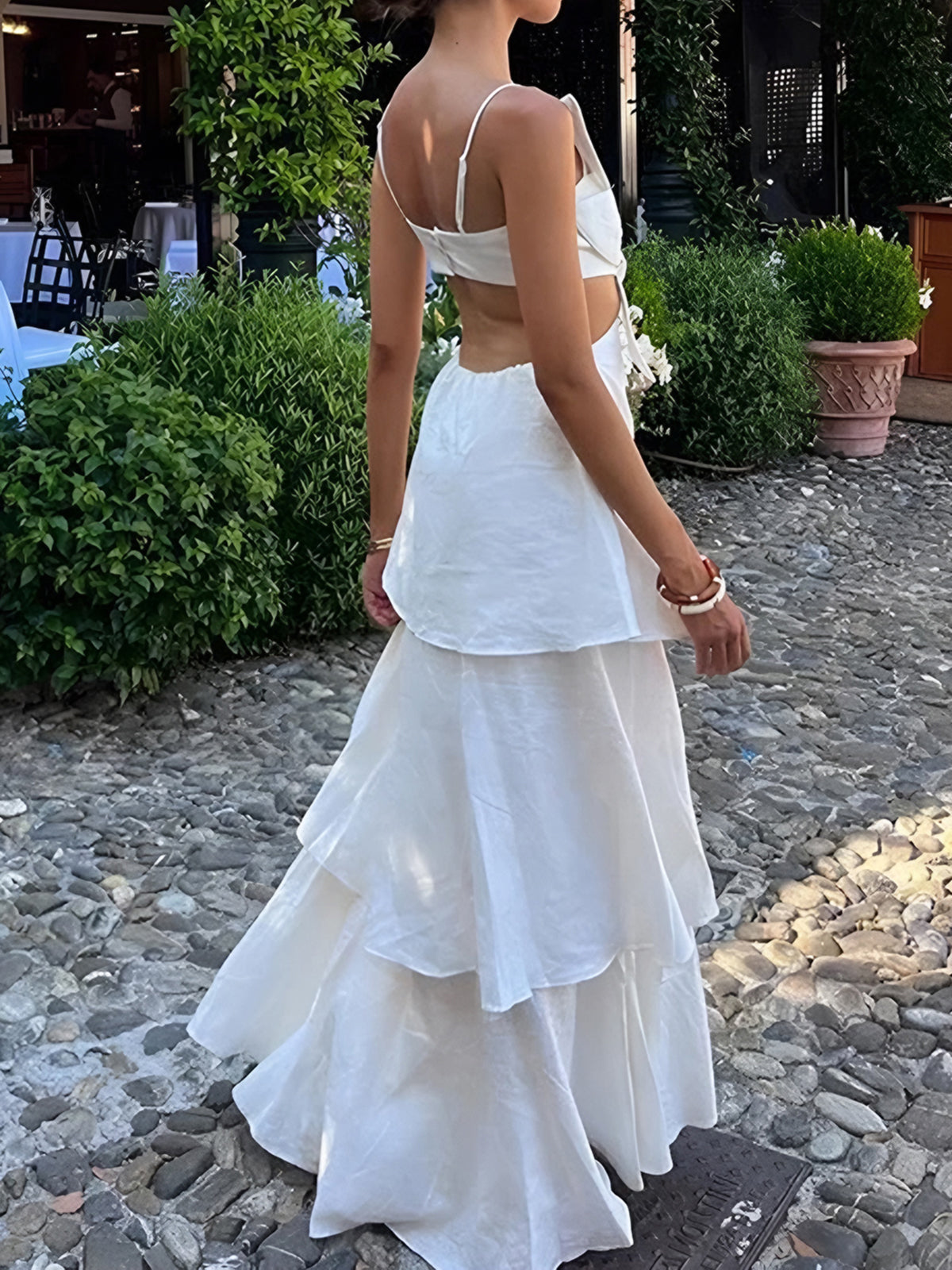 Women's Maxi Dress with Bow Detail and Tiered Skirt – Elegant Dress for Parties, Weddings, Evening Wear, and Special Occasions