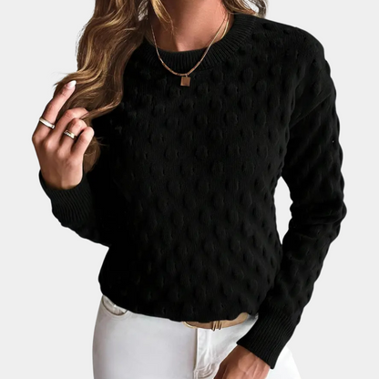 Jersey de cachemira de punto trenzado para mujer con cuello redondo – Jersey clásico para otoño, invierno, oficina y estilo smart casual