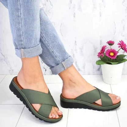 Dame Letvægtssandaler Med Platform – Slip-On Sommersko Med Krydsremme