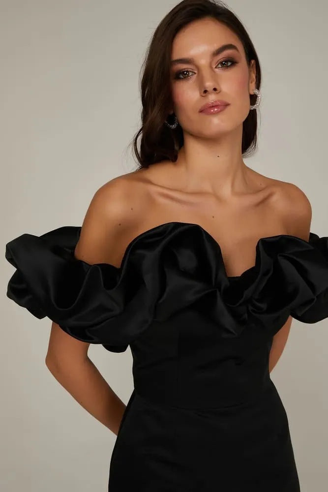 Dame Off-shoulder Minikjole Med Markante Flæsedetaljer – Elegant Kjole Til Fest, Ferie, Aftenbrug Og Særlige Anledninger