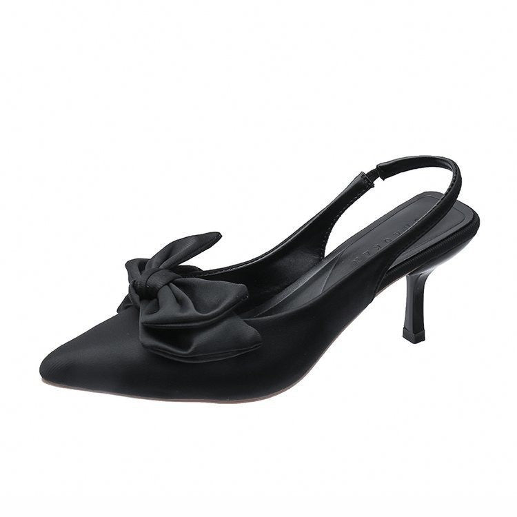 Zapatos de salón destalonados para mujer con detalle de lazo, punta fina y tacón kitten: zapatos elegantes para la oficina, fiestas, bodas y ocasiones especiales