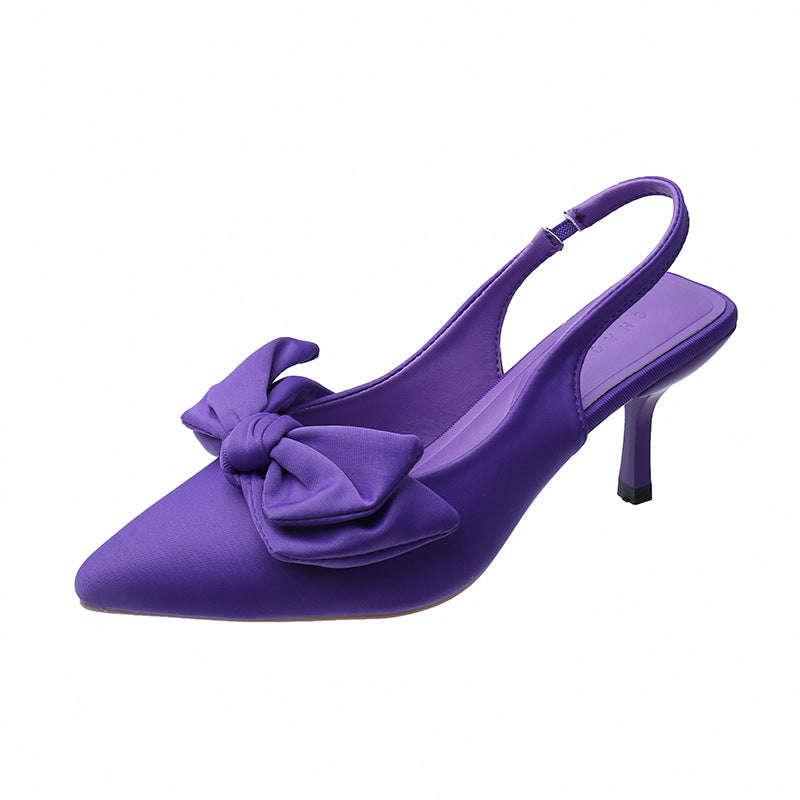 Zapatos de salón destalonados para mujer con detalle de lazo, punta fina y tacón kitten: zapatos elegantes para la oficina, fiestas, bodas y ocasiones especiales