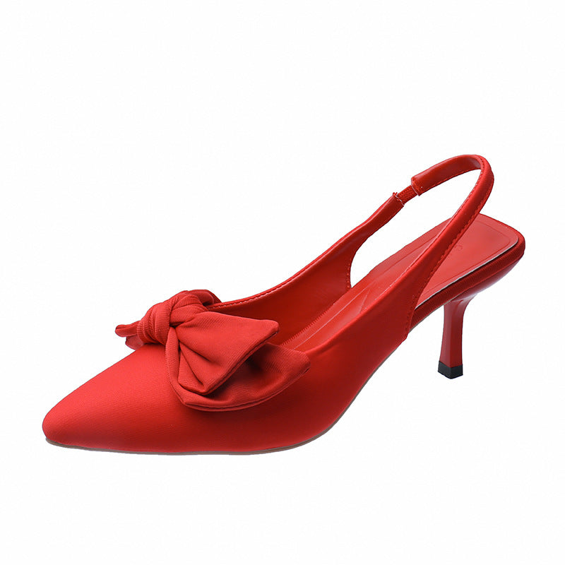 Zapatos de salón destalonados para mujer con detalle de lazo, punta fina y tacón kitten: zapatos elegantes para la oficina, fiestas, bodas y ocasiones especiales