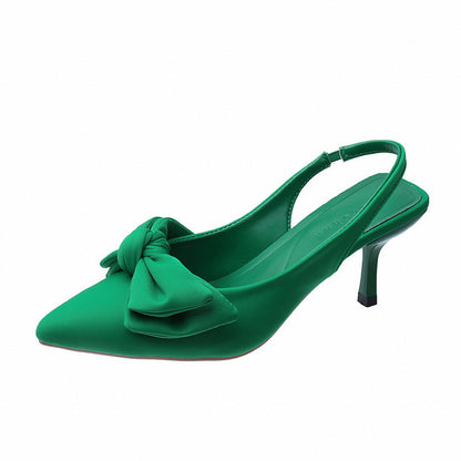 Zapatos de salón destalonados para mujer con detalle de lazo, punta fina y tacón kitten: zapatos elegantes para la oficina, fiestas, bodas y ocasiones especiales