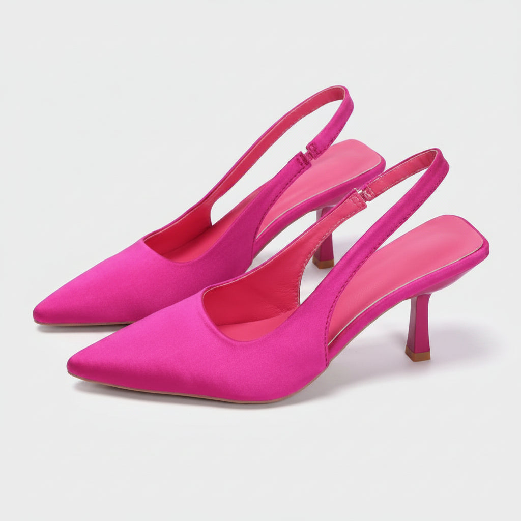 Women's Slingback Pumps with Pointed Toe and Low Heel – Elegant Shoes for the Office, Parties, Weddings, and Smart Casual Styles