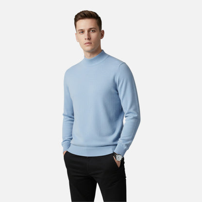 Męski sweter z czystej wełny z półgolfem - ciepła i klasyczna dzianina na jesień, zimę, co dzień i w stylu smart casual