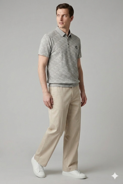 Poloshirt Struktureret Mønster Regular Fit Knaplukning