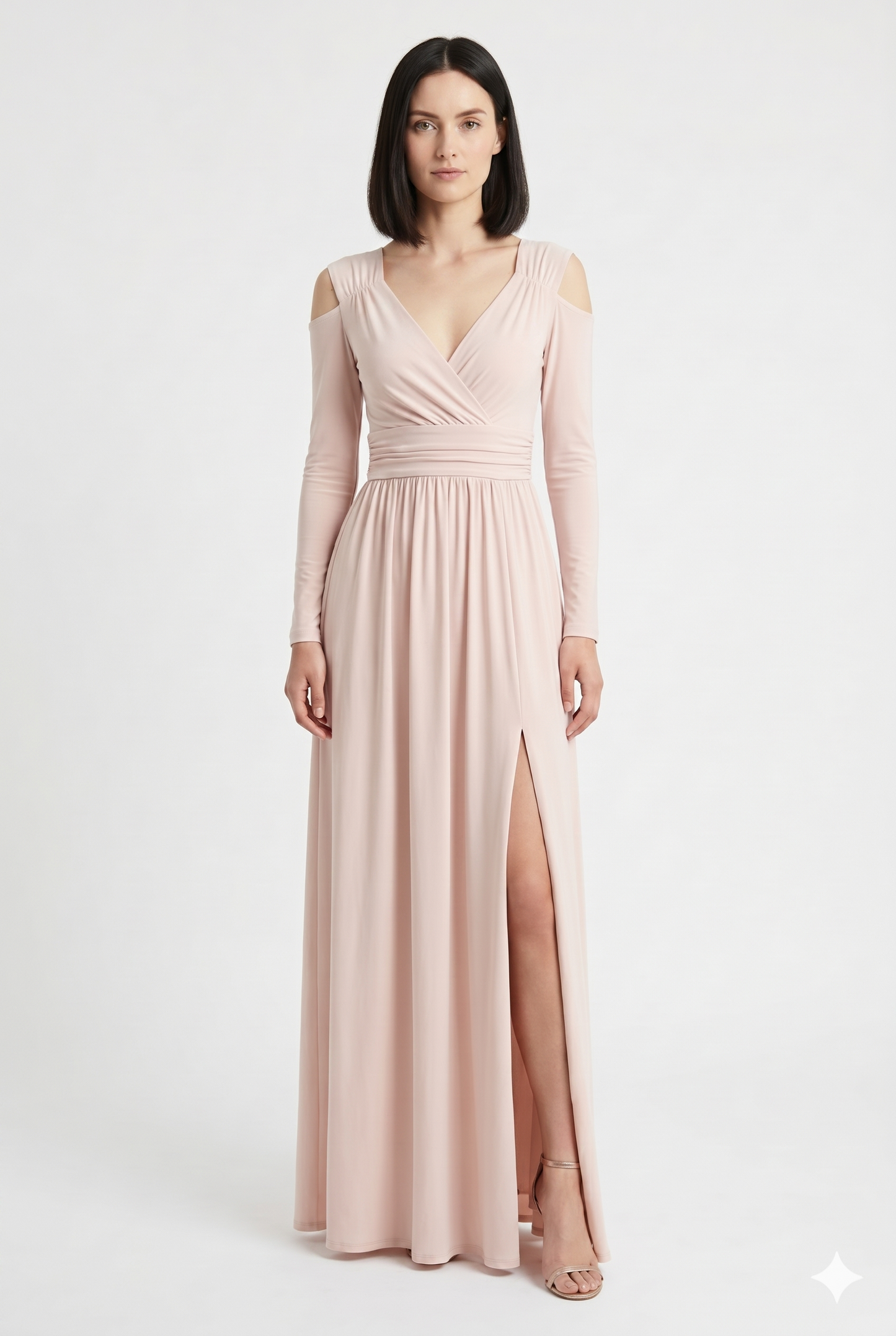 Maxikjole Draperet Struktur Slim Fit Slids Elegant Silhuet
