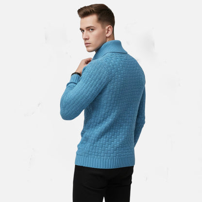 Pánský přiléhavý rolák s knoflíkovými detaily – elegantní úplet na podzim, zimu, každodenní nošení a ve stylu smart casual