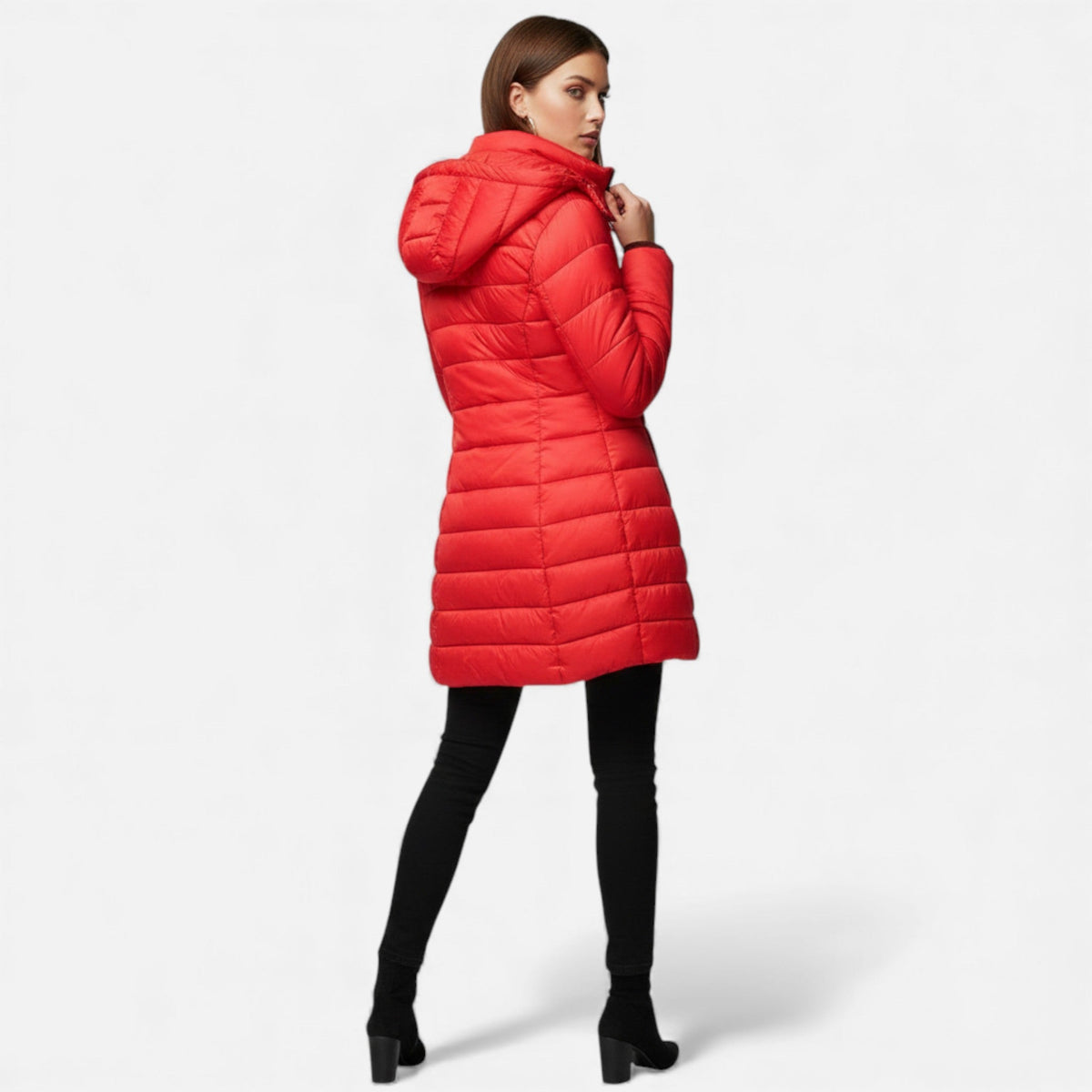 Chaqueta acolchada tipo puffer para mujer de corte entallado y longitud media - Chaqueta elegante para otoño, invierno, el día a día y el tiempo libre