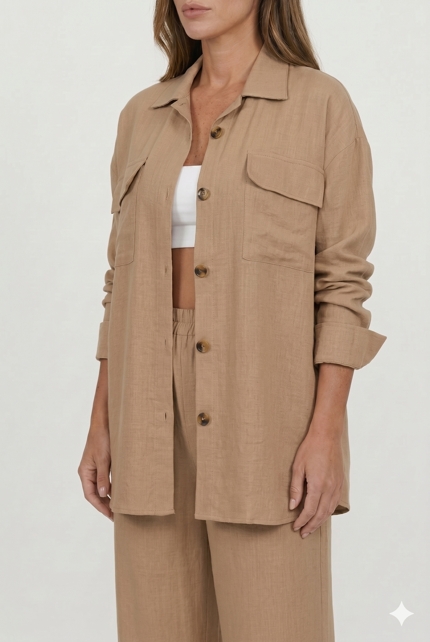 Skjortesæt Let Struktur Relaxed Fit med Wide Leg