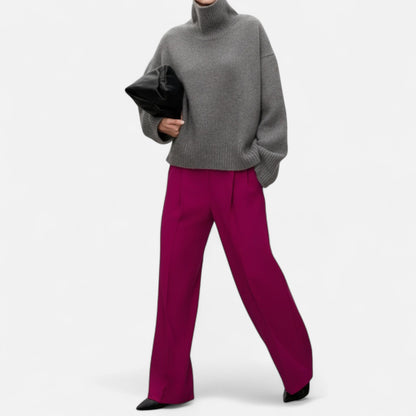 Women's Wool Sweater with a High Neck – Classic Knit Sweater for Everyday Wear, the Office, Autumn, Winter, and Smart Casual Style