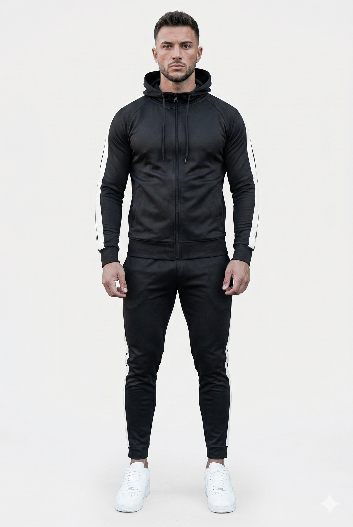 Træningssæt Blød Struktur Slim Fit Lynlås Sport Design