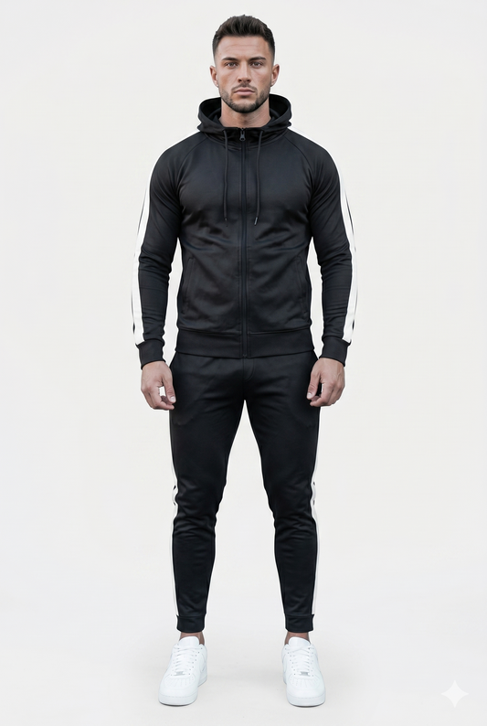 Træningssæt Blød Struktur Slim Fit Lynlås Sport Design