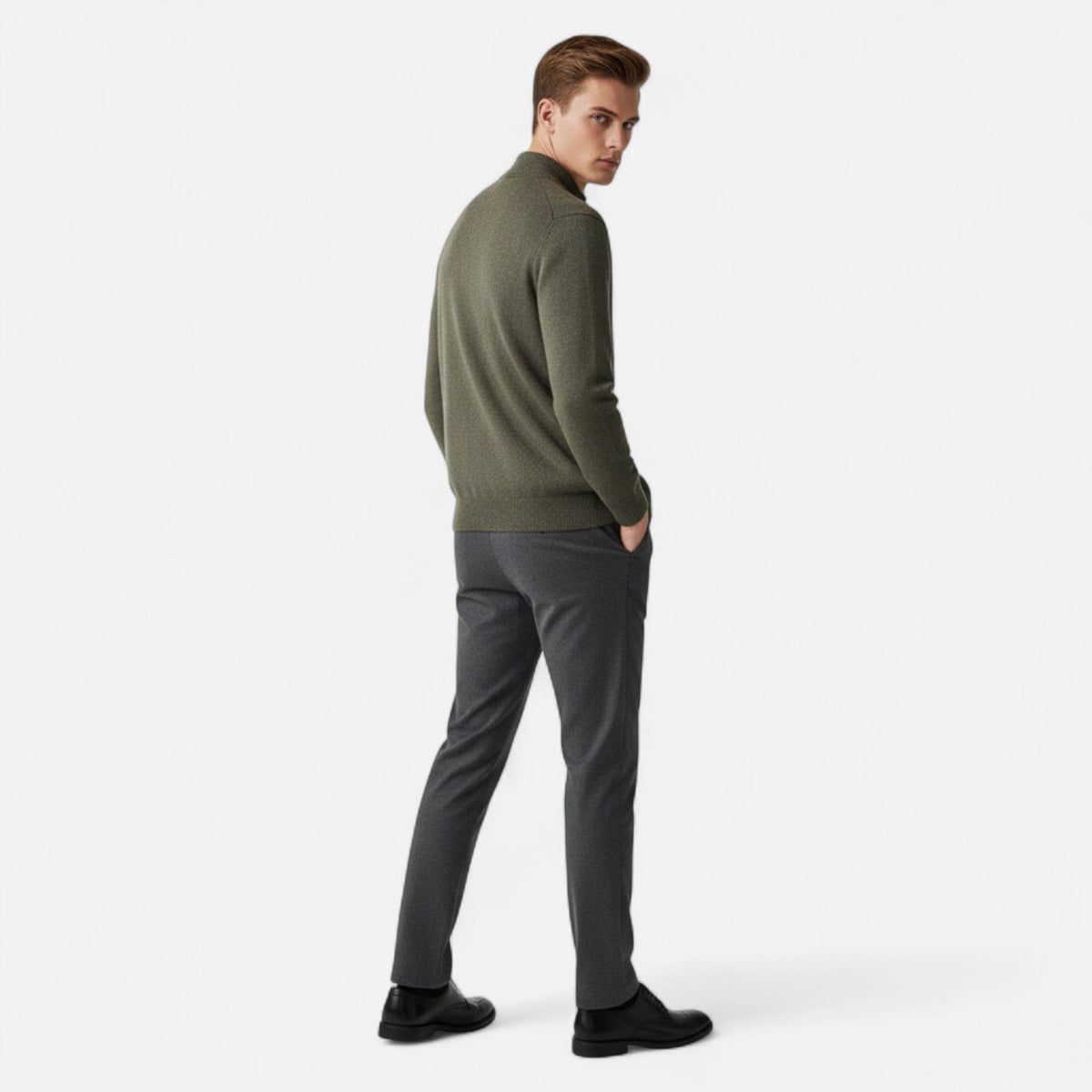 Men's Merino Wool Cardigan with Zip Closure – Elegant Knitwear for Autumn, Winter, Everyday Wear and Smart Casual Style