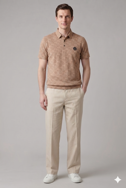 Poloshirt Struktureret Mønster Regular Fit Knaplukning
