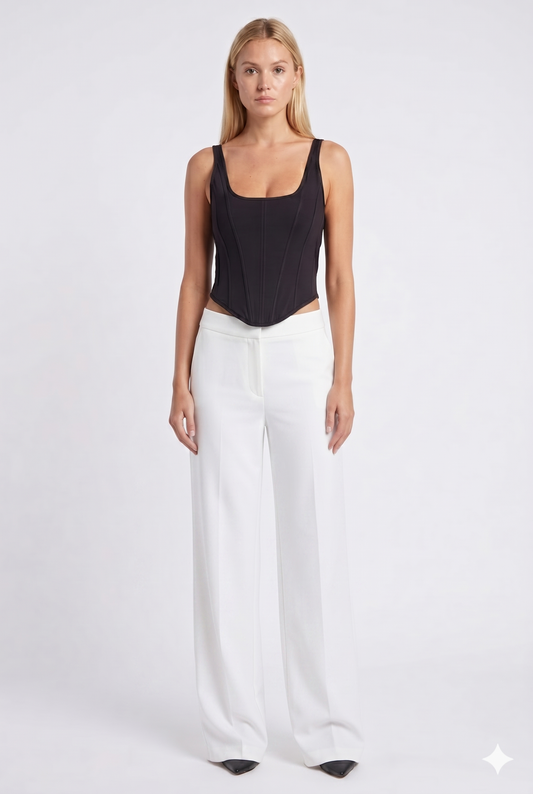 Corset Top Struktureret Slim Fit med Formsyet Panel