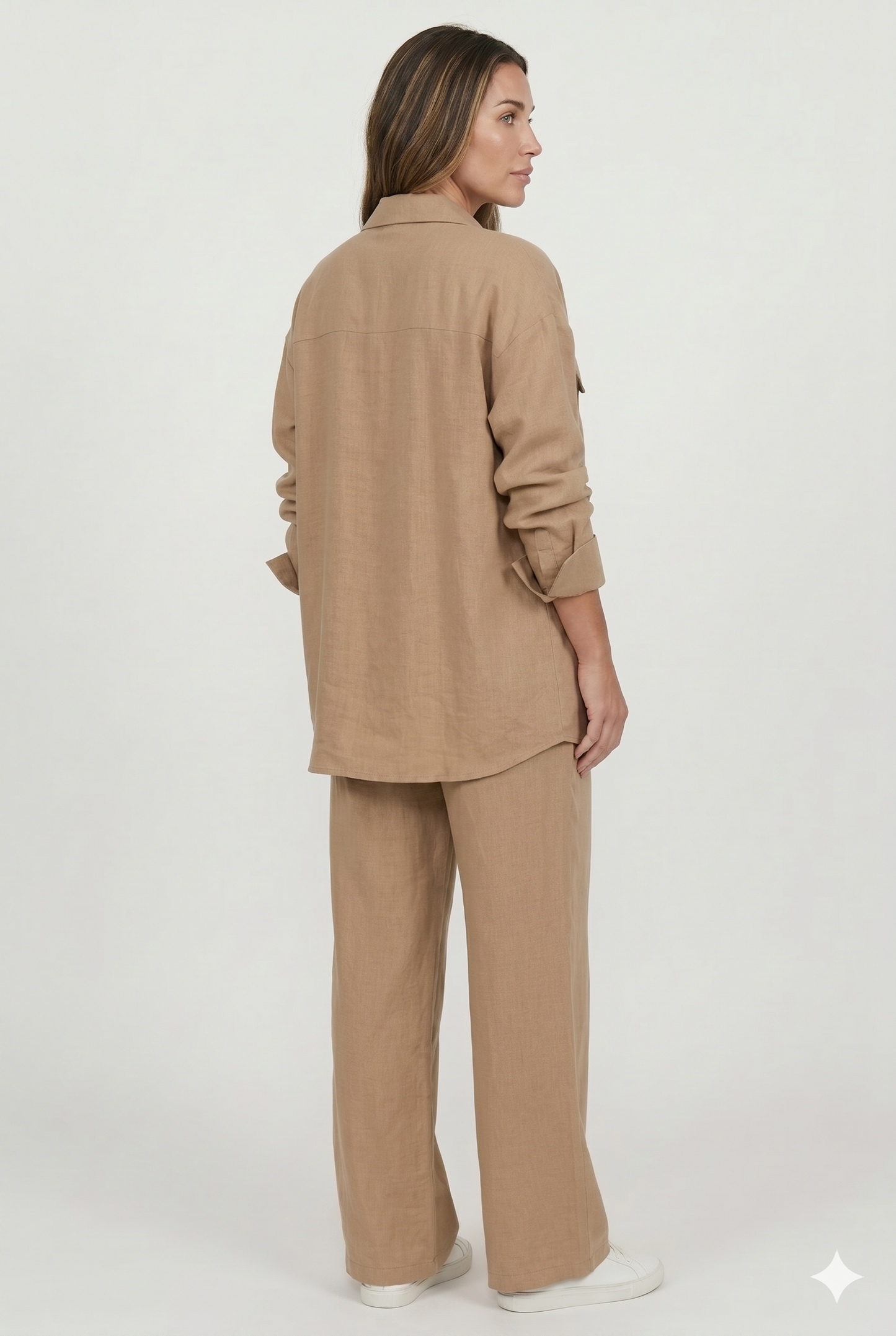 Skjortesæt Let Struktur Relaxed Fit med Wide Leg