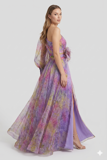 Maxikjole Plisseret Struktur Figursyet Talje One-Shoulder Design