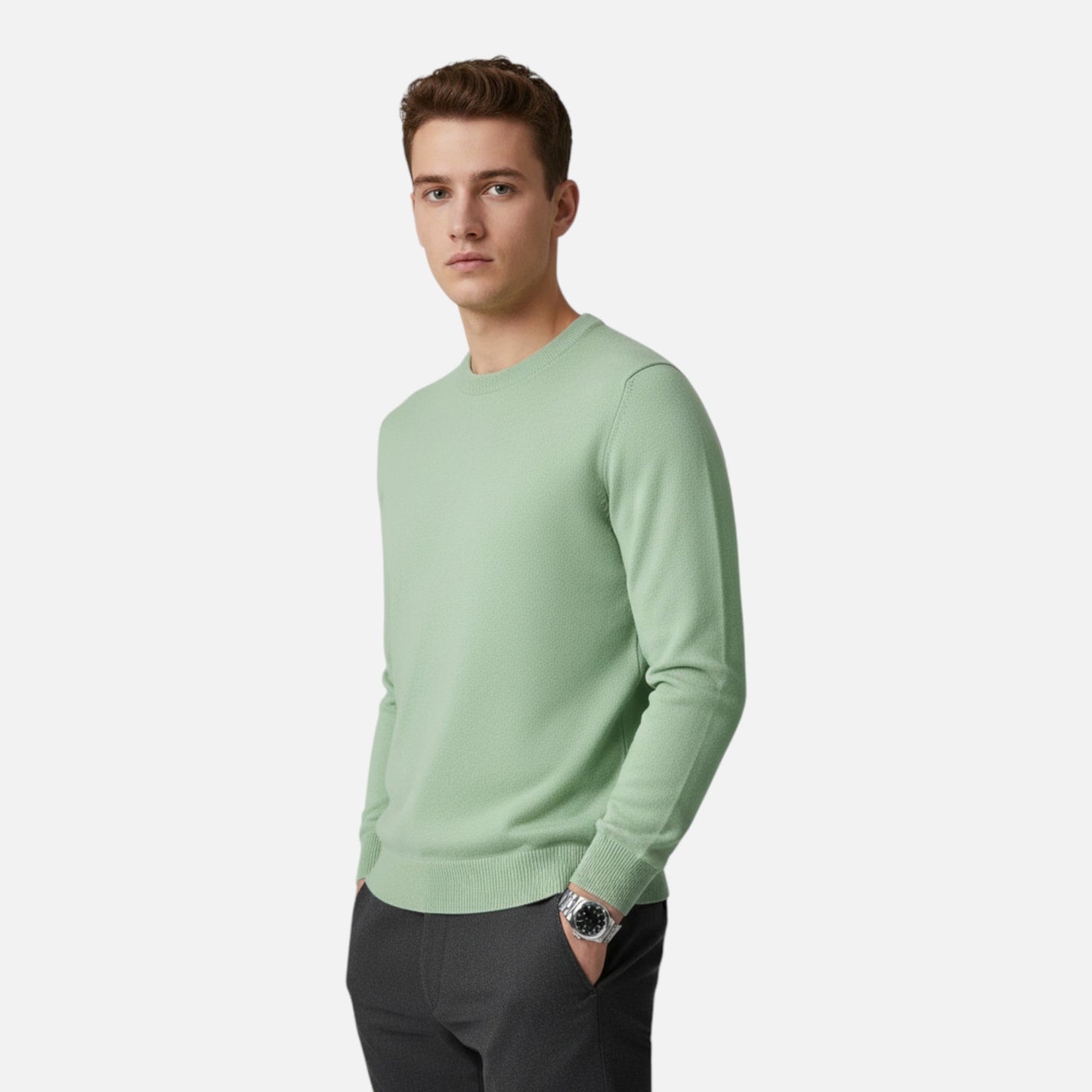 Herre Slim Fit Striktrøje – Klassisk Sweater Til Kontor, Hverdagsbrug, Fritid Og Smart Casual Stil