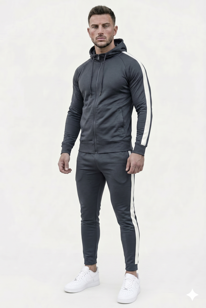 Træningssæt Blød Struktur Slim Fit Lynlås Sport Design