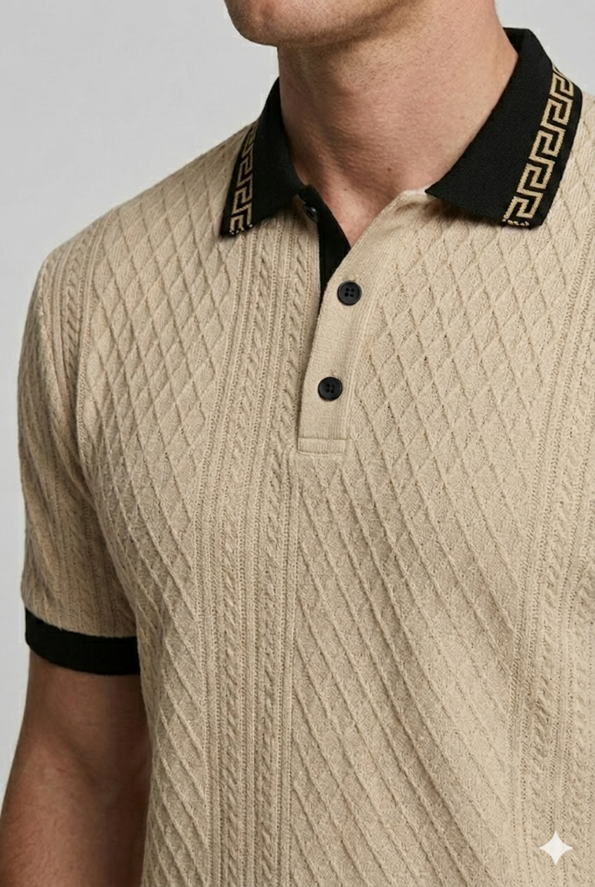 Poloshirt Tekstureret Struktur Slim Fit Åndbar Komfort