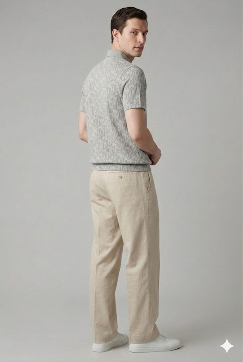 Poloshirt Struktureret Mønster Regular Fit Knaplukning