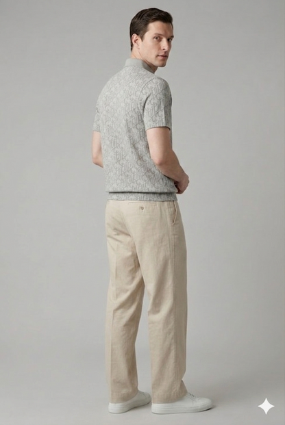 Poloshirt Struktureret Mønster Regular Fit Knaplukning