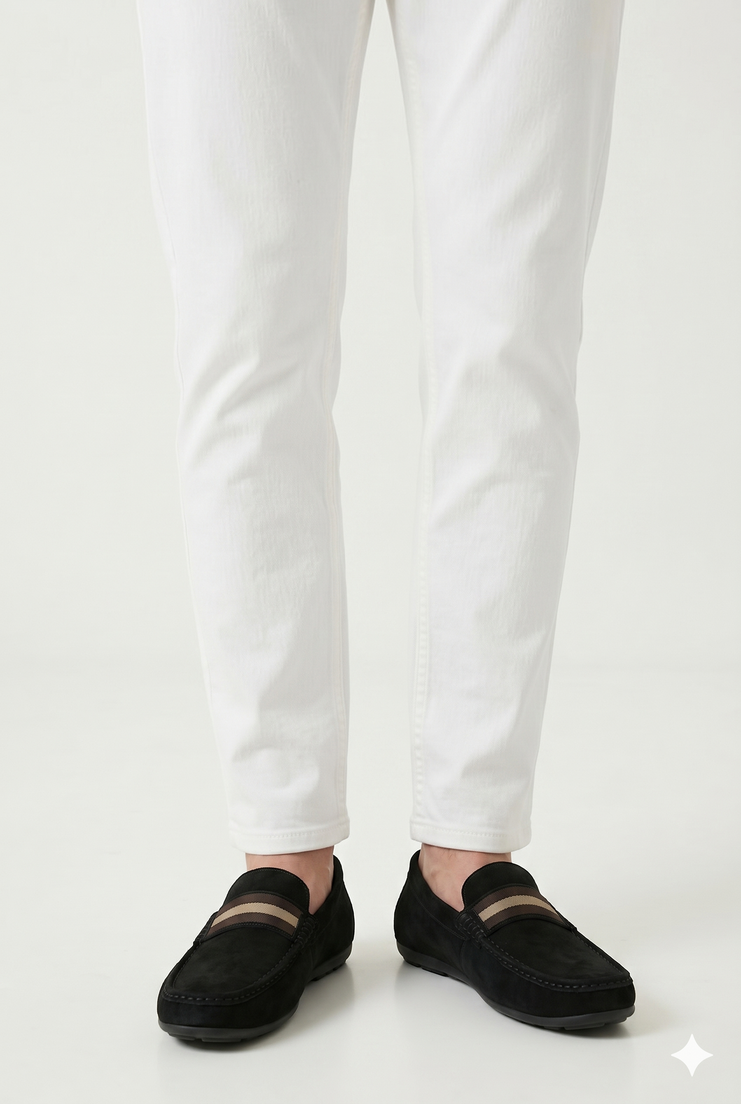 Herre Slip-On Loafers Med Stribet Detalje Og Let Komfort