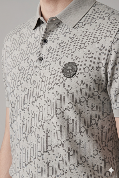 Poloshirt Struktureret Mønster Regular Fit Knaplukning