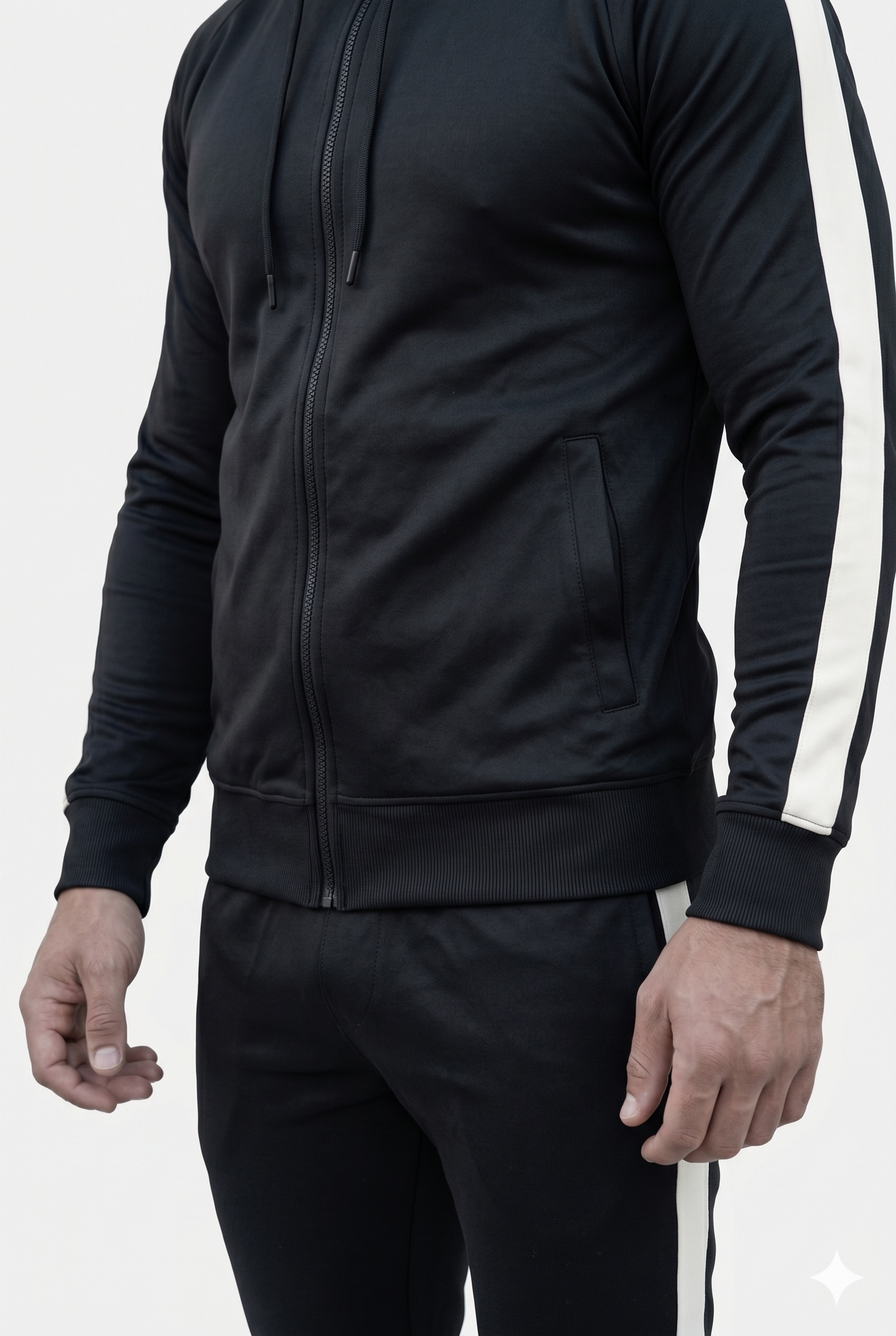 Træningssæt Blød Struktur Slim Fit Lynlås Sport Design
